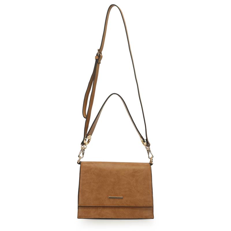 Bolsa tiracolo WJ vista lateral mostrando alça ajustável e detalhes em ferragens douradas